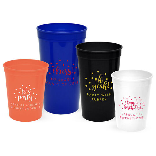 Personalized Confetti Dot Stadium Cups